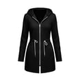 thumbnail image 4 of aohooy Cinch Waist Hoodie for Women Drawstring Full Zip Up Sweatshirts Jacket Fall Lightweight Long Sleeve Hooded Workout Jackets Black,S, 4 of 8