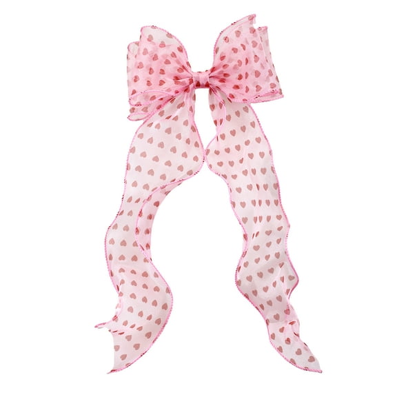 Way to Celebrate Valentine's Day Hearts Fabric Hair Bow, 1 Piece
