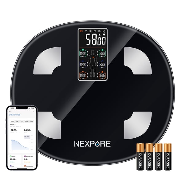 NEXPURE Smart Body Fat Scale, 24-in-1 Digital BMI Bathroom Scale, with Body Fat & Muscle Mass, Bluetooth, 400lb