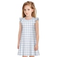 thumbnail image 1 of Vsdgher Chemise de Nuit Bleue à Carreaux pour Filles Manches Courtes à Volants Robe de Nuit Pyjama pour Fête Pyjama-Grand, 1 of 6