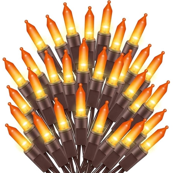LAMPHOME 31.9ft 150-Count Orange Thanksgiving String Lights, connectable 120V plug-in design, indoor outdoor perfect for autumn, Halloween, Christmas, garden and party decor.