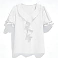thumbnail image 7 of XuJwPNcy Blouses for Women Ruffle Dressy Casual Summer Short Sleeve Business Work Tops Trendy Spring V Neck Outfits, 7 of 7