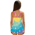 thumbnail image 2 of Uorisanigo Kids One Piece Swimsuit Girls Size 8-9 Back Strap Swimwear Polyester and Spandex Skirted Bathing Suit Beach Sport, Rainbow Star, 2 of 6