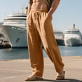 thumbnail image 5 of GrmtClth Mens Linen Pants Loose Fit 2025 Fashion Elastic Waist Pants Wide Leg Beach Yoga Trousers with Pockets Earthy Yellow M, 5 of 9