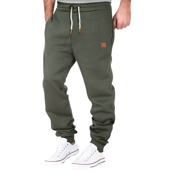 Zimjoy Sweatpants Men Heavyweight Elastic Waist Sweatpants Drawstring Running Workout Jogger Pants Fall Winter Thick Sport Trousers with Pockets, Army Green 2XL