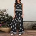 thumbnail image 5 of TEAJOPSUU Womens 2 Piece Boho Floral Sets Loose Sleeveless Crew Neck Tank Tops Wide Leg Drawstring Waist Pants with Pockets Macthing Outfits Black, 5 of 5