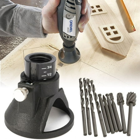 Duty Cutting Attachments (Rotary Multi Tool Cutting Guide HSS Router Drill Bits Set Attachment Kit,.4 x Drill,6 x HSS Routing Router)
