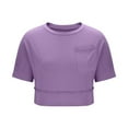 thumbnail image 5 of Aloohaidyvio Crop Tops for Women No Boundaries Short Sleeve Round Neck T-Shirts Loose Fit Casual Blouse, 5 of 7