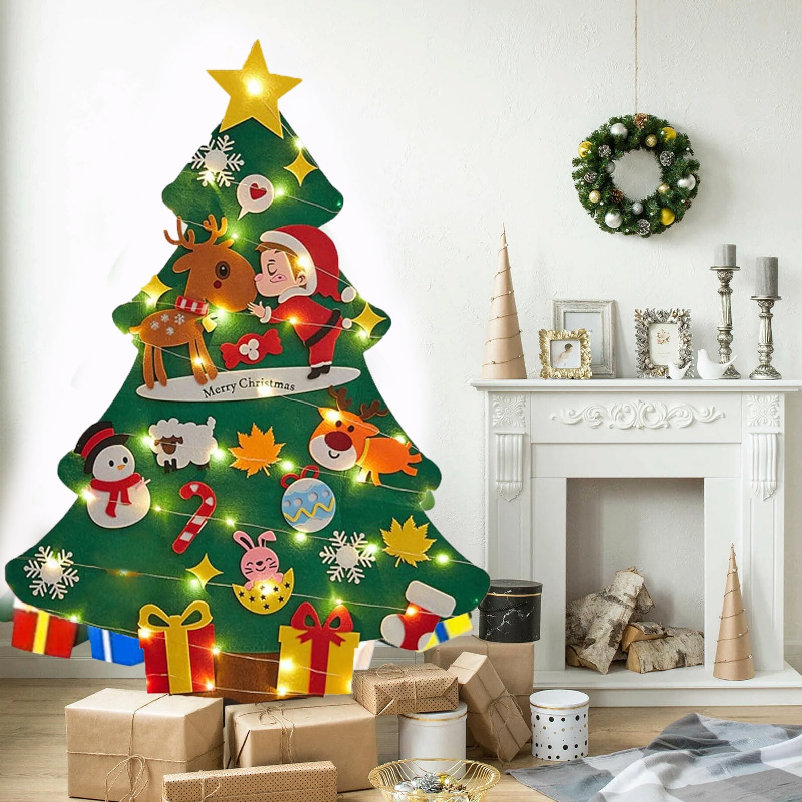 Hovilon DIY Felt Christmas Tree Set with 25Pcs Kids Wall Hanging