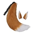 thumbnail image 1 of 3 Pieces Ears Hair Clips Faux Long Tail Cosplay Dress up Coffee, 1 of 8