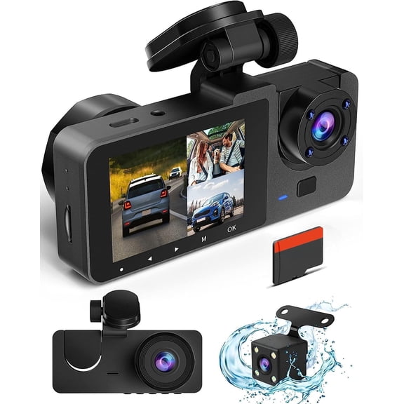 Dash Camera Front and Rear, 4K UHD Dual Car Camera with 32GB Card, 170 °   Wide Angle, Super Night Vision, WDR, 2.0'' IPS Display, 24H Parking Monitor & Loop Recording
