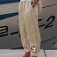 thumbnail image 2 of qolati Women's Cotton Linen Pants Casual Elastic High Waist Wide Leg Lounge Trousers Comfy Loose Solid Color Yoga Beach Harem Pants with Pocket, 2 of 4