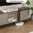 thumbnail image 7 of 62" Fluted TV Stand, Mid Century Modern TV Stand for TVs up to 70", Entertainment Center with Storage, Sliding Doors, Adjustable Shelf, Wood Media Console for Living Room, Bedroom, Walnut, 7 of 7