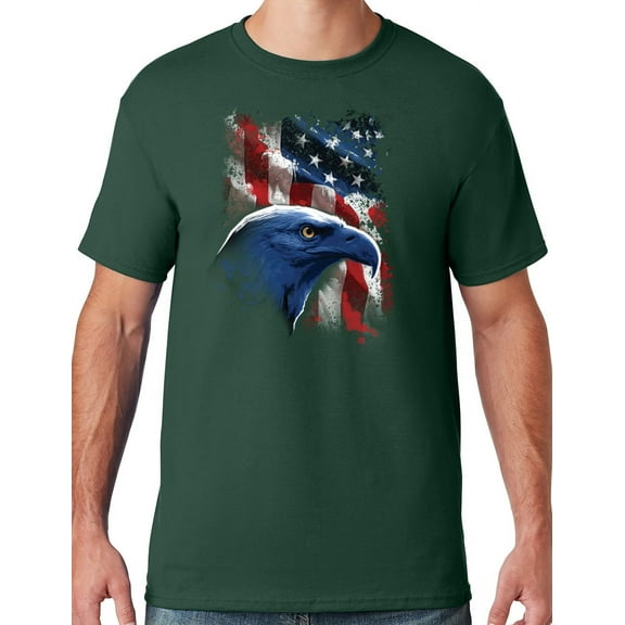 Mens American Icon Patriotic Eagle T-shirt, 2XL Forest Green