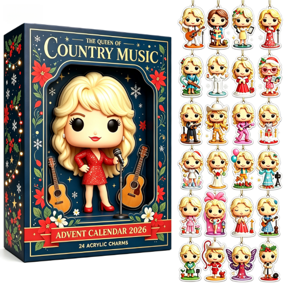 2026 Christmas Dolly Advent Calendar - 24 Days 2D Acrylic Dolly Singer Ornaments Countdown Calendar, Holiday Tree Hanging Decorations & Christmas Gift for Fans