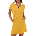 thumbnail image 1 of Dvprdro Robe d'Été pour Femmes Mode Classique Unie Manches Courtes Mini Robe Décontractée Poches Ample Tennis Golf Chemise Robe, 1 of 5