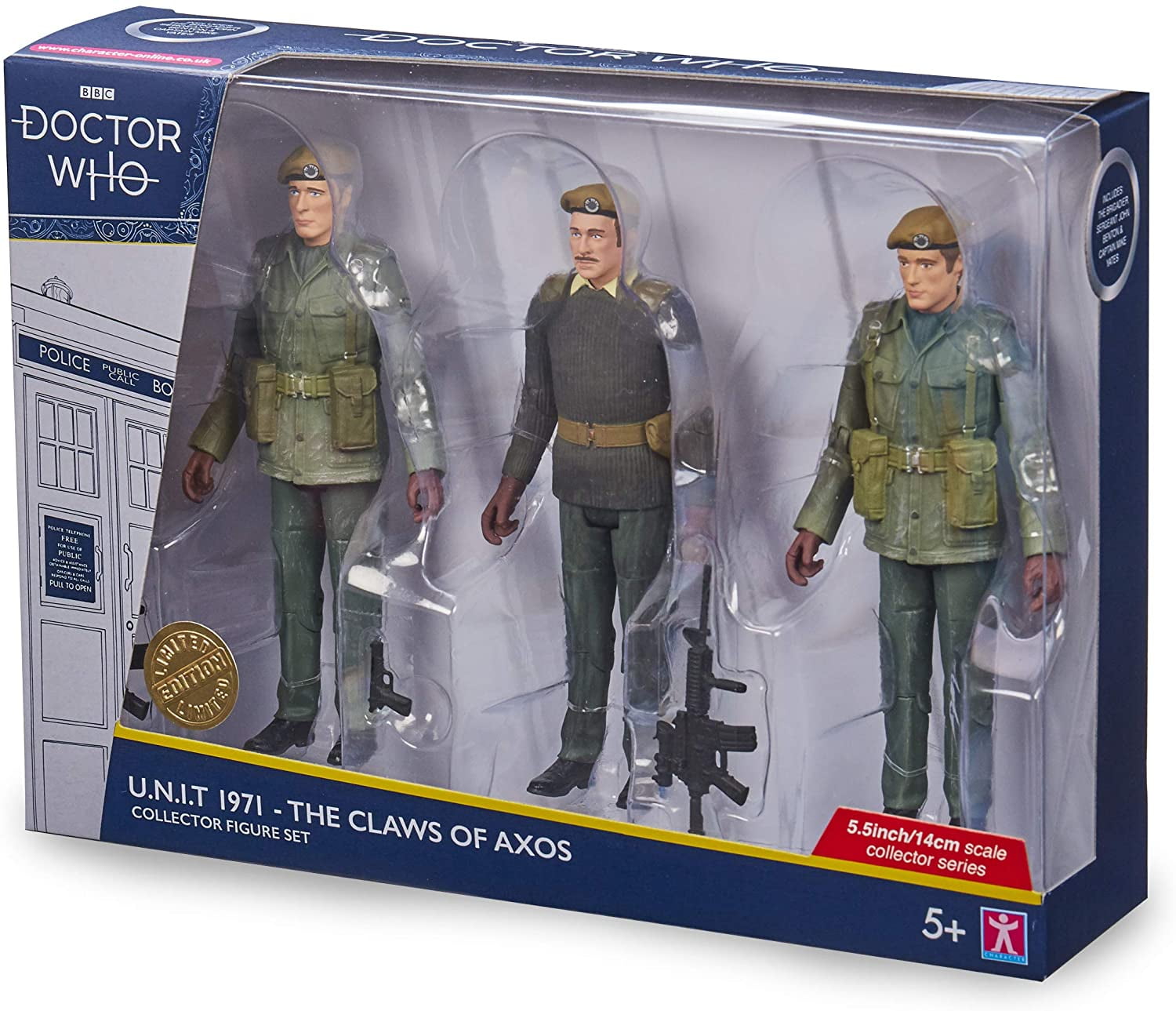 Doctor Dr Who Classic Era Sergeant Benton figure 5.5" UNIT Claws of Axos New 