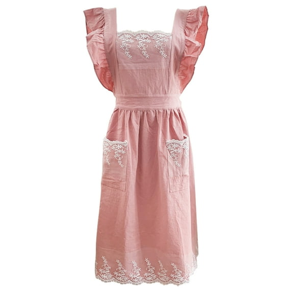 Vintage Cute Maid Ruffle Apron for Women Girls Apron Pinafore with Two ...