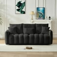 thumbnail image 2 of Newest Plush Teddy Fabric Couch, 80.7 Inch 3-Seater Sofa,Black Upholstered,3 Pillows, Sturdy Wood Frame, Perfect for Apartments,Offices, 2 of 8