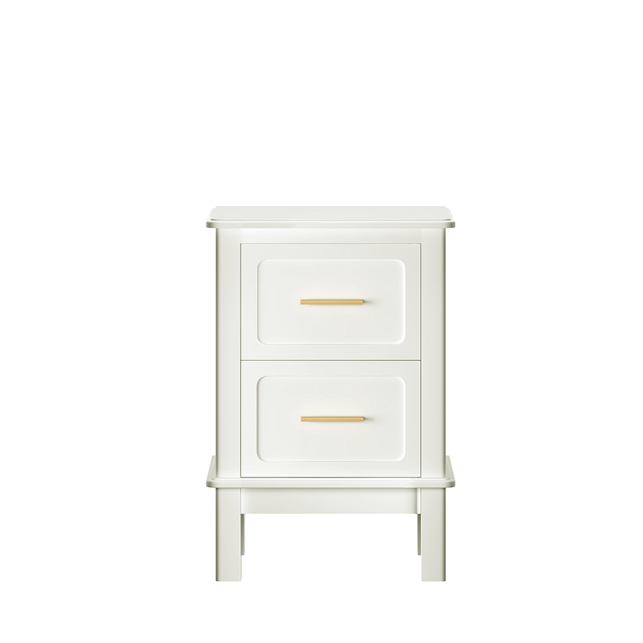 Noble House Misty 16" Modern 2-Drawer Nightstand with Gold Handles, Sturdy Accent Table for Small Spaces, Cream White