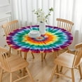 thumbnail image 3 of Rainbow Tie Dye Mandala Pattern Round Fitted Tablecloth with Elastic Edge,Dining Table Cover Waterproof,Outdoor Round Tablecloth for Camping,Dining,Indoor and Outdoor, 3 of 7