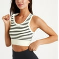 thumbnail image 6 of qolati Sports Bras for Women Seamless Comfortable Striped Mock Neck Longline Padded Yoga Bra Workout Crop Tank Tops with Built in Bra, 6 of 7