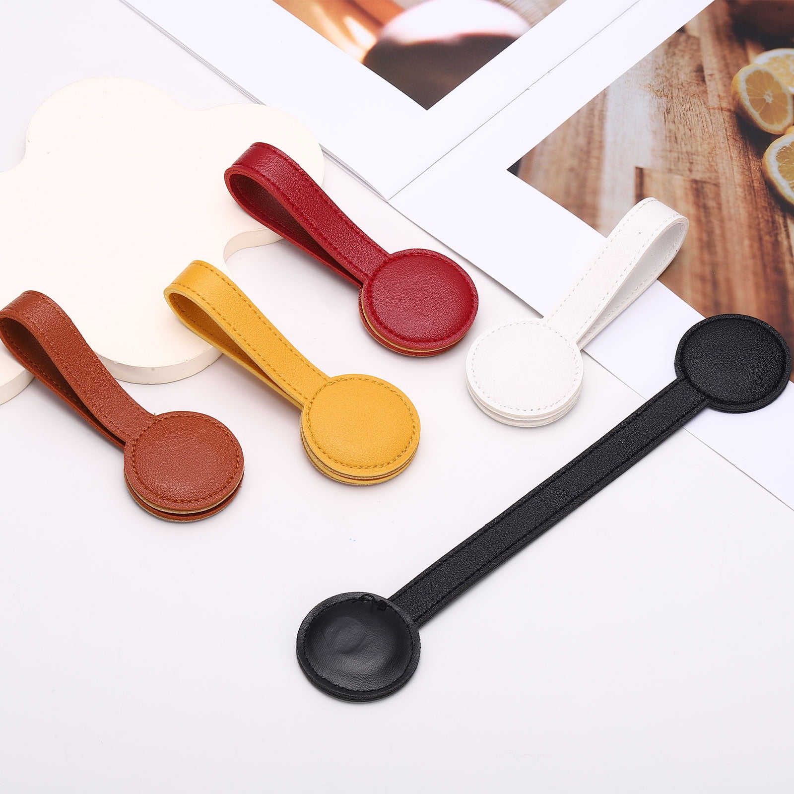 Uxcell 8 Pcs Kitchen Magnetic Towel Clips Leather Towel Holder Clip Hand Hooks Kitchen Accessories Red