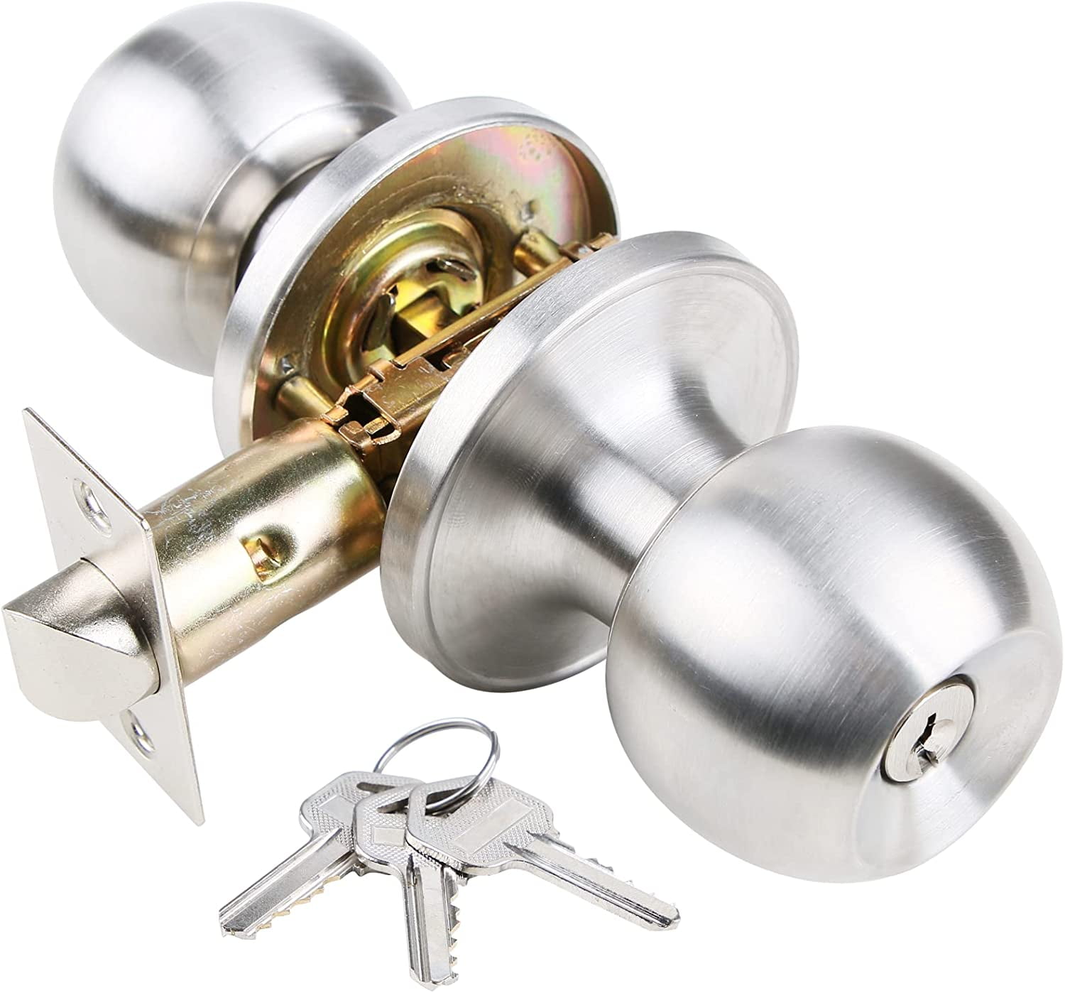 Interior Door Knob Brushed Nickel Door Knob with Lock and Key Keyed
