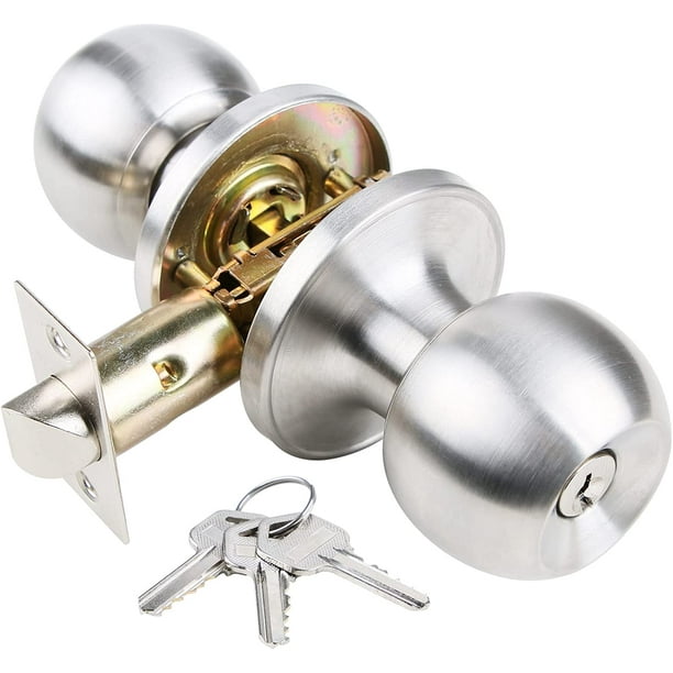 Interior Door Knob Brushed Nickel Door Knob with Lock and Key Keyed