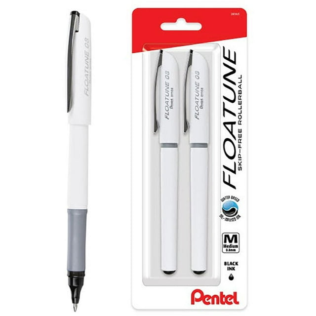 Bolígrafo Pentel Floatune, 0,8 mm, línea media, negro, paquete de 2