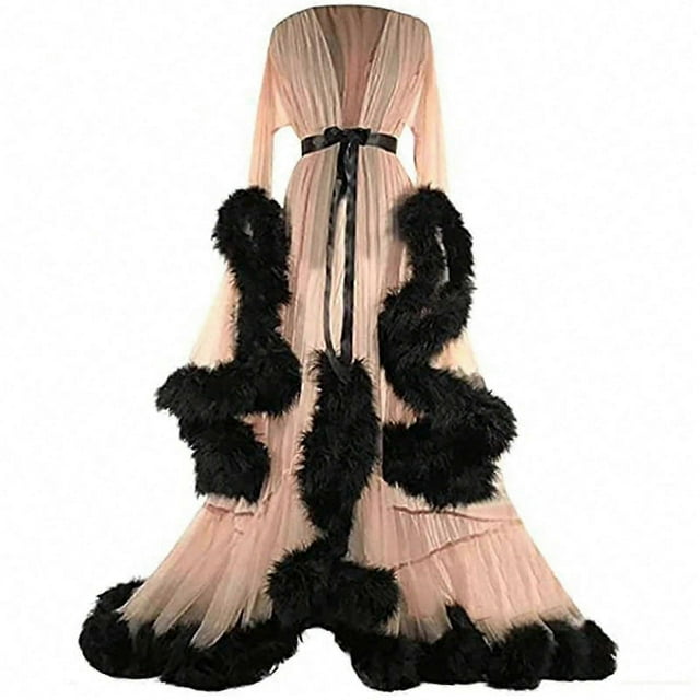 Women's Trailing Long Dress Feather Flared Sleeves Dress Perfect For Bachelorette Parties Tw