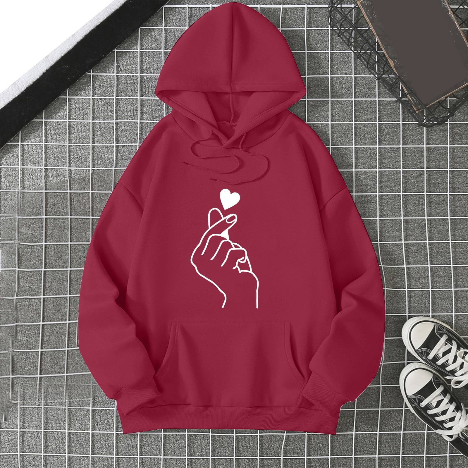 Kpop Fnger Heart Hoode, Mentally Datng A Corean Sweatshrt For Kpop Fans, Unsex Hooded