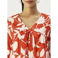 thumbnail image 5 of DressBerry Women’s Printed Poly Crepe Top V Neck with Front Bow Tie Long Sleeves Waist Length Regular Wear Light Weighted Casual Summer Top, 5 of 7