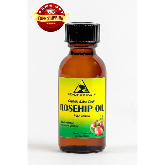 ROSEHIP SEED OIL UNREFINED ORGANIC VIRGIN COLD PRESSED PURE GLASS BOTTLE 1 OZ