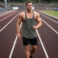 thumbnail image 5 of Workout Tank Tops for Men Summer Lightweight Loose Scoop Neck Racerback Sleeveless Muscle Shirts Bodybuilding Gym Tanks, 5 of 6