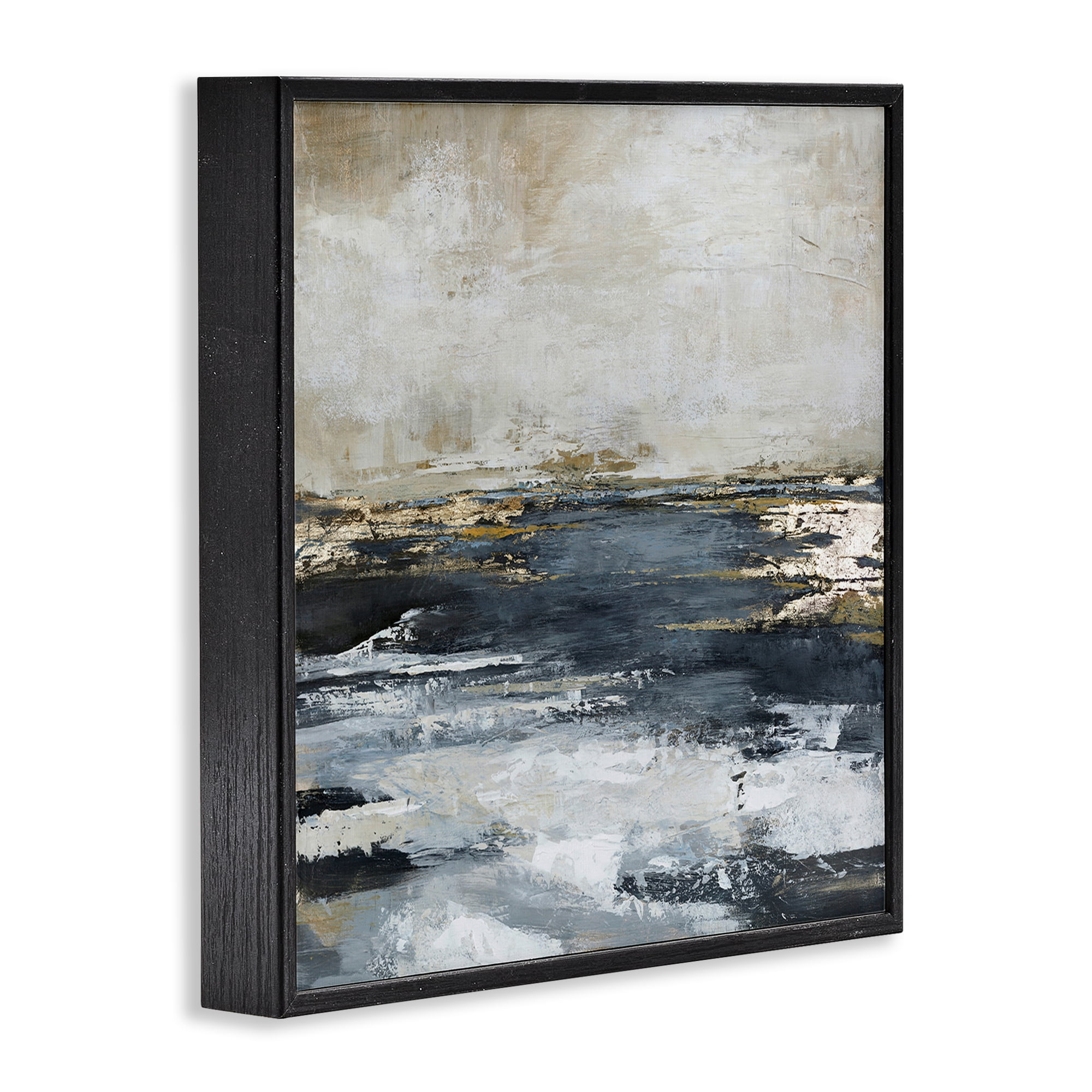 Stupell Industries Rustic Stormy Sea Abstract Painting Black Framed Art Print Wall Art, 17 x 17
