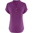 thumbnail image 3 of Xuboway Cotton linen tops for women Button Down Linen Shirt Short Sleeve Summer Casual Button Down V Neck Comfy Trendy Business Work Blouses, 3 of 4