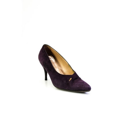 

Pre-owned|Ombeline Womens Pointed Toe Solid Suede High Heel Pumps Purple Size 48