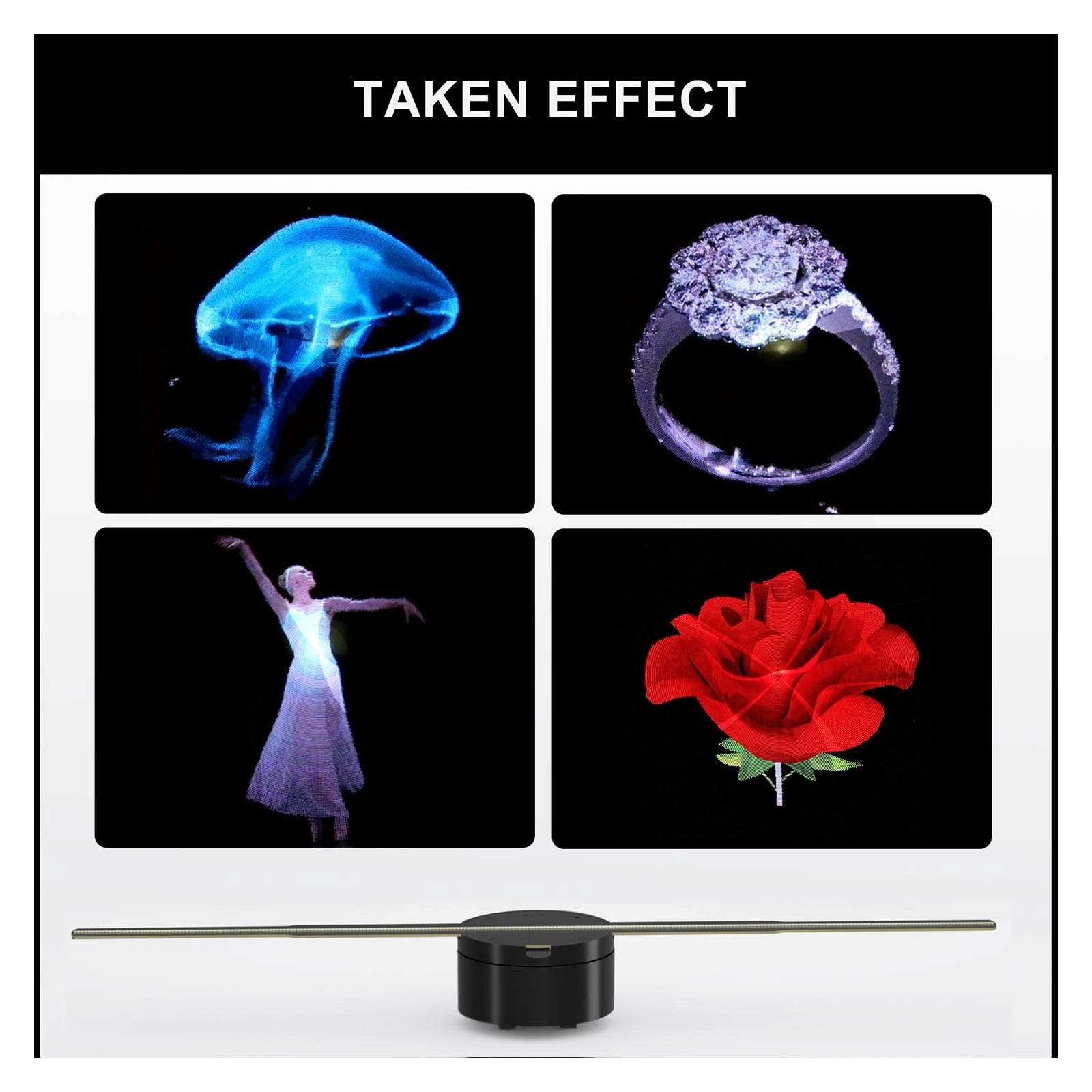 16.3" 3D Hologram Fan Advertising Display Projector 224 LED Beads Easily Control Floating Art Decorative For Chrismas Halloween Streets Malls P42-High Brightness ,Long-Lasting Performance