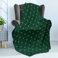 thumbnail image 4 of Fleur De Lis Soft Flannel Fleece Throw Blanket, Baroque Pattern Medieval French Motifs Royal Ornate Classic, Cozy Plush for Indoor and Outdoor Use, 70" x 90", Hunter and Sage Green, by Ambesonne, 4 of 5