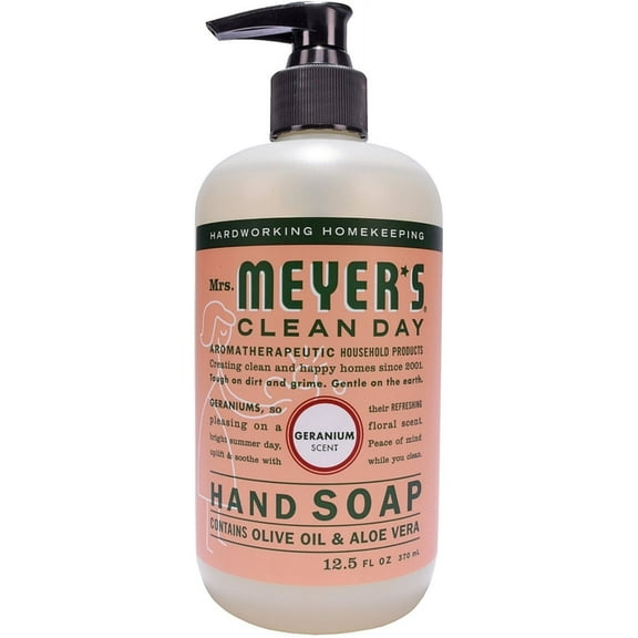 Mrs. Meyers Clean Day Liquid Hand Soap, Geranium & Aloe Vera 12.5 oz (Pack of 6)