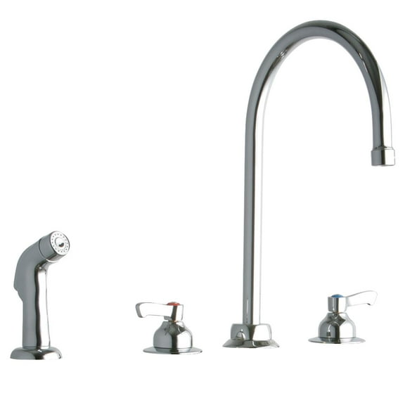 Elkay LK801GN08L2 Elkay 8" Centerset with Concealed Deck Faucet with 8" Gooseneck Spout 2" Lever Handles with Side Spray Chrome