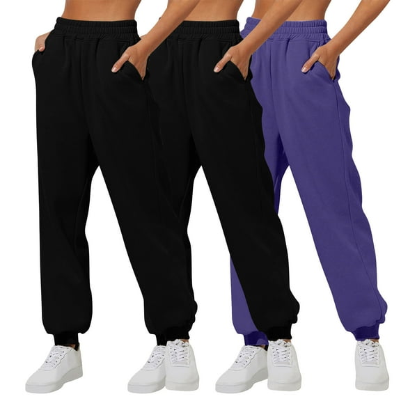 ctdiral 3 Pack Basic Sweatpant for Women Solid Color Baggy Casual Joggers Fall Winter Thin Fleece Lounge Long Pants with Pockets Outdoor Workout Trousers Gray XL（XXL）