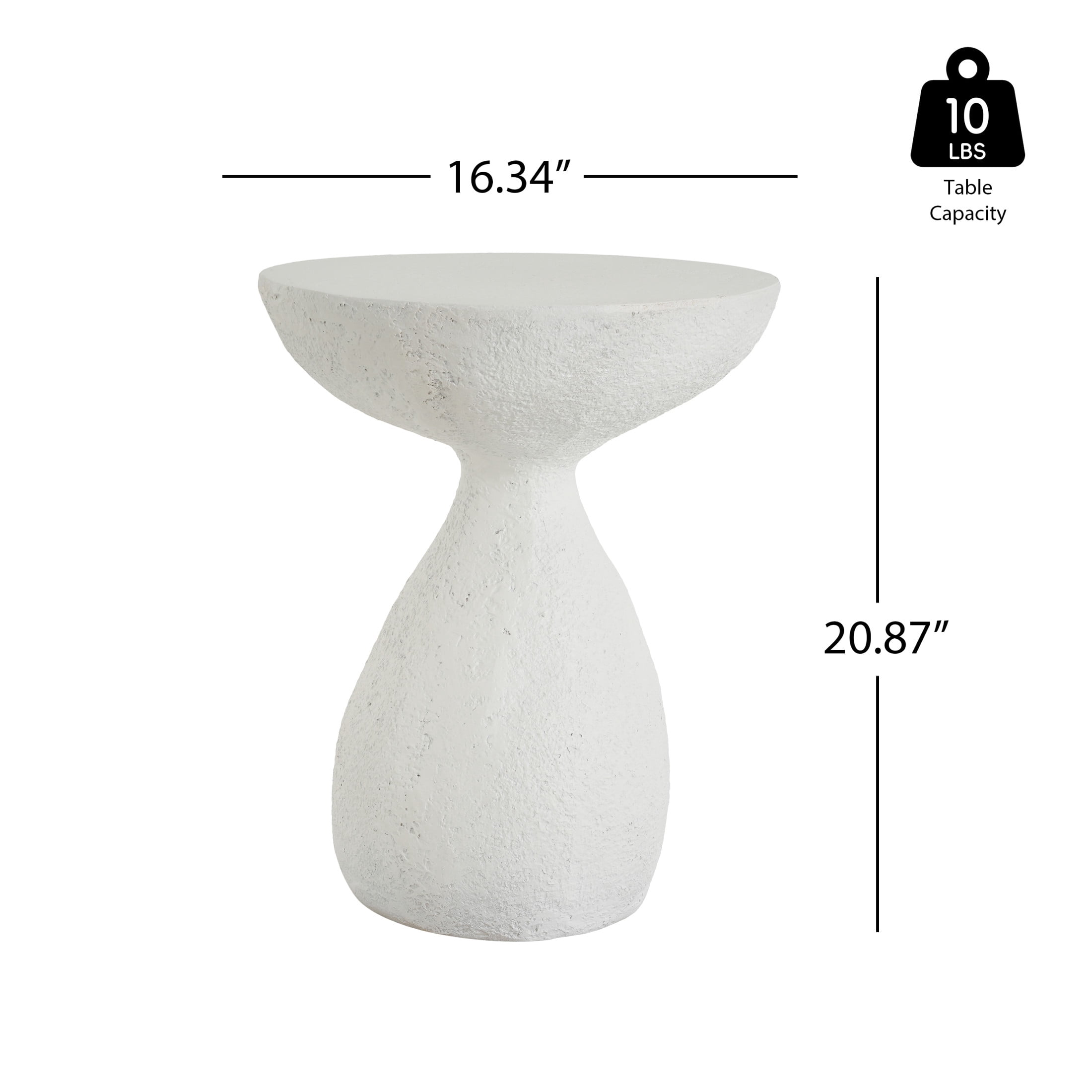 Christopher Knight Home Outdoor Patio Vase-Shaped MGO Accent Side Table, Stone-Look Design, White