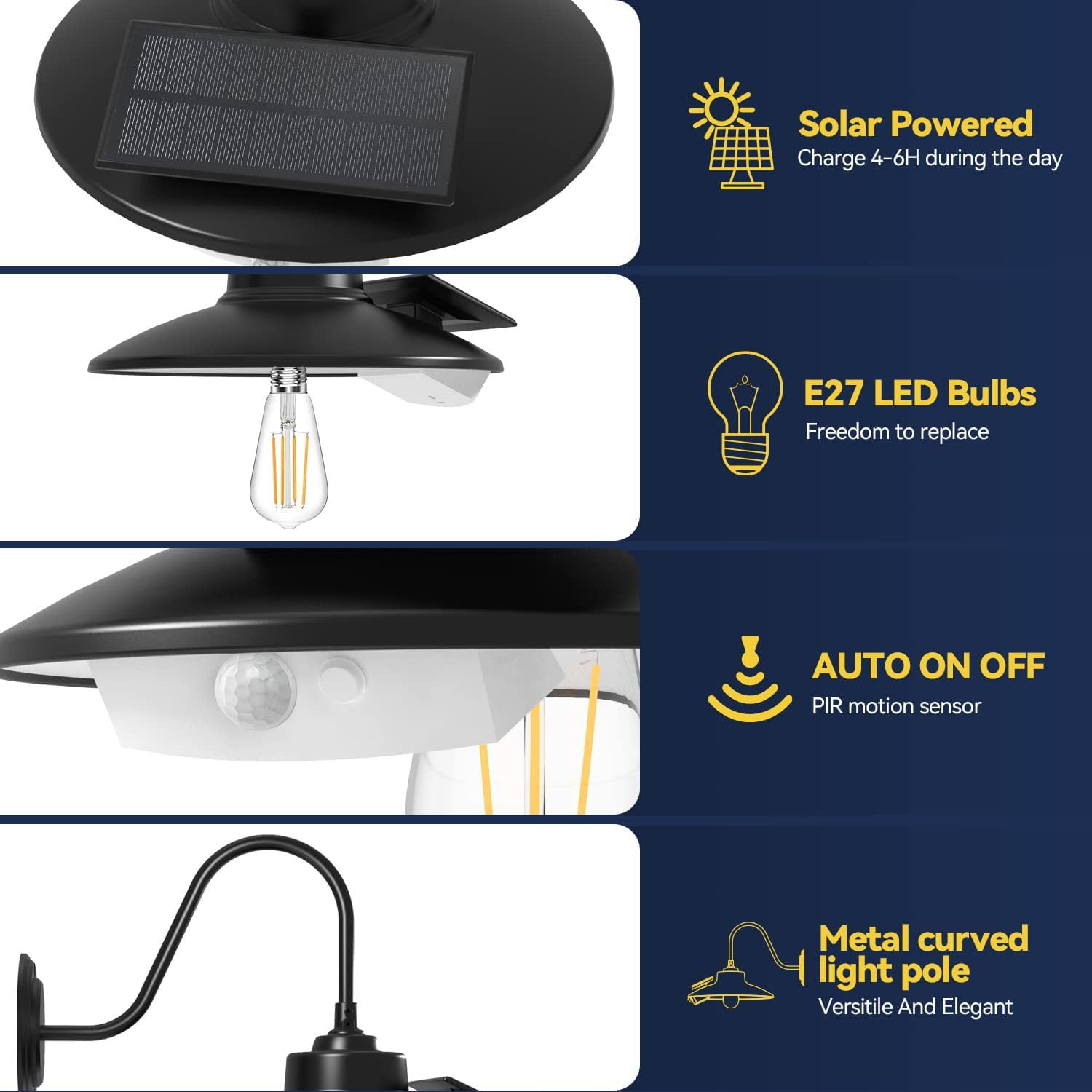Solar Barn Light Outdoor, Farmhouse Wall Mount Vintage Light with 3 Lighting Modes & Motion Sensing, Solar Wall Light Decor for Barn, Shed, Chicken coop, Porch, Patio, 1 Pack