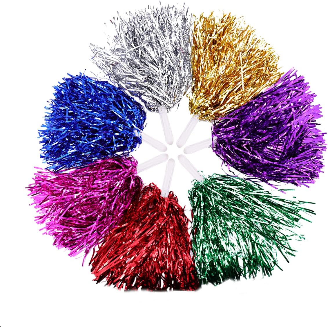 LINLIN 14pcs Cheerleader Pom Poms Metallic Cheerleading Pom Pom Hand Flowers Christmas Party School Sports Meet Dance Ball- Flower Props