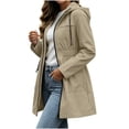 thumbnail image 5 of BRGZLK Rain Coats for Women Trendy Zip Up Solid Color Long Sleeve Hooded Lightweight Long Waterproof Jackets Elastic Waist Casual Outdoor Hiking Raincoats Beige XL, 5 of 8