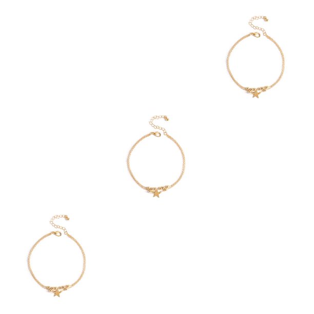 Tobilleras en capas Qarigey con cuentas estrella para niñas Oro
