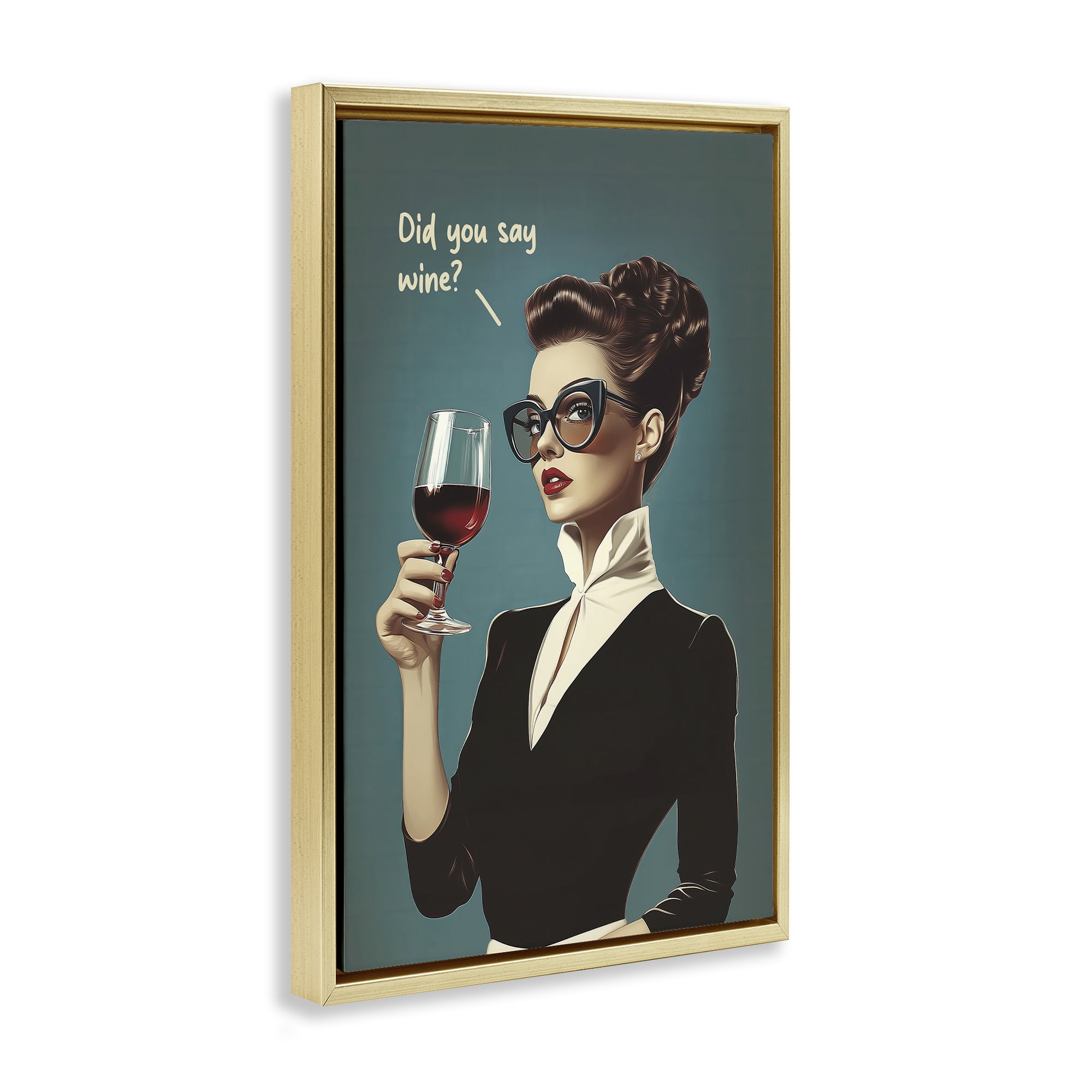 Stupell Industries Did You Say Wine Gold Framed Floater Canvas Wall Art, design by Andreas Magnusson