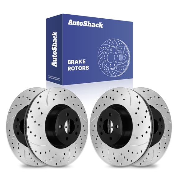 AutoShack Front & Rear Drilled & Slotted Brake Rotors | Replacement for Audi S4 A5 Sportback A7 Sportback S6 A6 Quattro A4 Quattro A4 allroad A6 allroad AWD | E-Coated | 4-PC Set | ShadowGuard